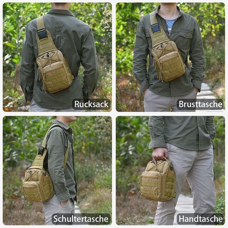 flintronic Tactical Shoulder Bag, Tactical Molle Sling Chest Pack, Laptop