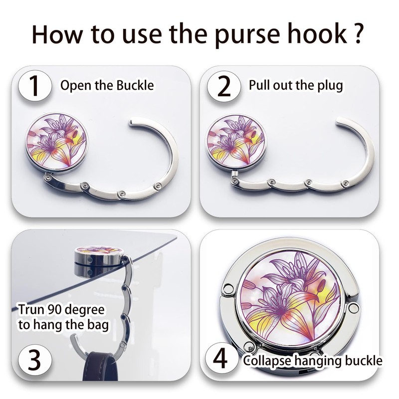 BEAVOING Purse Hanger, Foldable Purse Hook Set of 3 Mixed