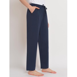 Latuza - Pantalones de pijama pequeños para mujer, de algodón, longitud pequeña, marino, XL Chiquita