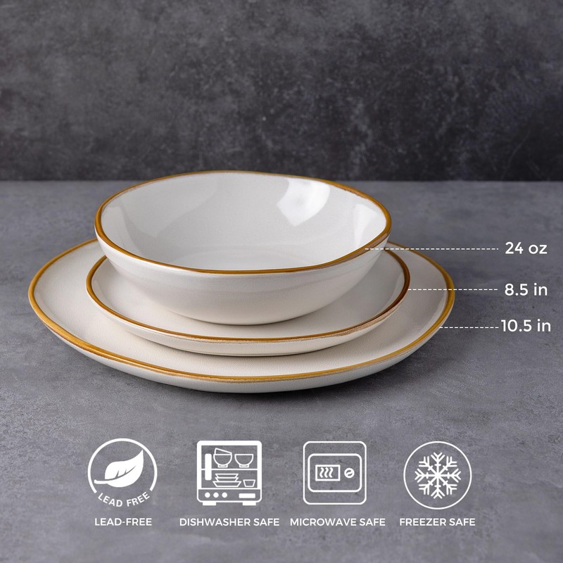 AmorArc Ceramic Dinnerware Sets,Handmade Reactive Glaze Stoneware Plates and Bowls