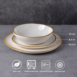 AmorArc Ceramic Dinnerware Sets,Handmade Reactive Glaze Stoneware Plates and Bowls Sets,Highly Chip and Crack Resistant | Dishwasher & Microwave Safe Dishes Set,Service for 4 (12pc)
