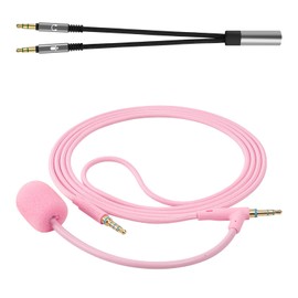 Geekria NOVA Boom Mic Headphones Cable, 3.5mm Jack Nylon Braided Replacement Cord with Boom Microphone for Gaming & Meeting (5.6 ft)