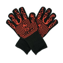 Recalma Oven Gloves, Heat Resistant Grill Gloves up to 800 Degrees, Fireproof Gloves, Cooking Gloves for Kitchen & Grilling, Fireproof Oven Gloves, Red (Red)