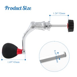 Cionyce Mango de carrete giratorio de pesca, mango de repuesto de carrete, agarre de brazo basculante, mango giratorio de metal (rojo)