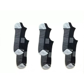 Copper Life Men's No Show compression 3-pack Socks Black, L