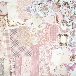 100PCS Vintage Floral Scrapbook Paper,Textured Paper Assorted Set, Special Papers Label Stickers for Junk Journal Diary Journal Embellishment Supplies DIY Craft