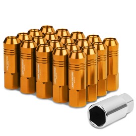 Auto Dynasty M12 x 1.25 Open End Design Aluminum Alloy Wheel Lug Nuts, External Hex + 1 X Deep Drive Extension, Orange, 20-Piece
