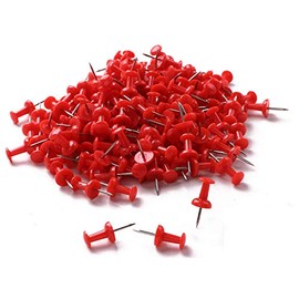 Tupalizy 200PCS Colored Plastic Push Pins Decorative Map Thumb Tacks with Steel for Bulletin Board and DIY Craft Home Office Use (Red)