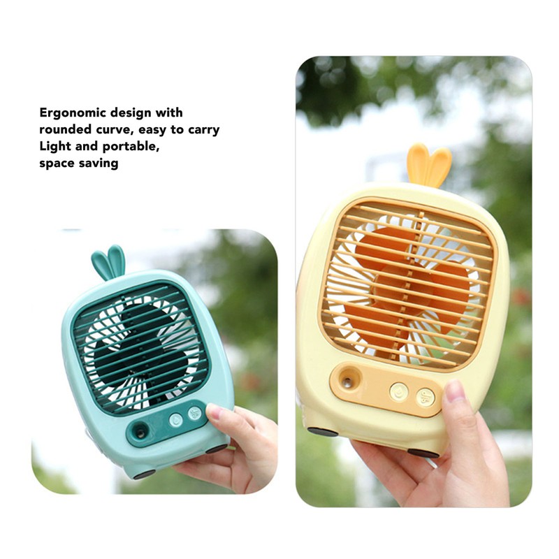 Small Desk Fan 3 Speed Mode Humidifier Function USB Charge