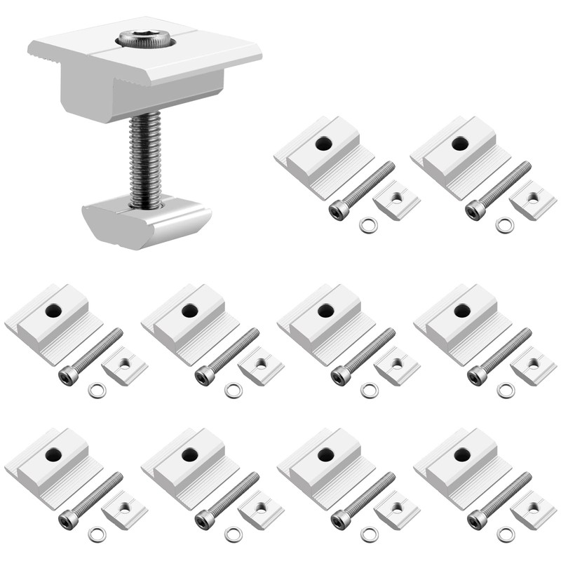 Anbte 10pcs Solar Panels Centre Clamps 30mm, Aluminium Solar Panel