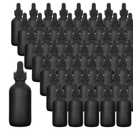 Easeen 48 Pack 1oz Frosted Black Glass Dropper Bottles, Eye Dropper Bottles with Glass Droppers for Essential Oils, Perfumes(1oz, Frosted Black)