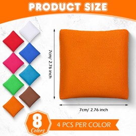 32 Pack Bean Bags Toss for Kids Cornhole Bean Bags Colorful Bean Bags for Tossing Canvas Toss Bags Hand Toy Toss Games Weights for Outdoor Yard Games, Assorted Colors (Fresh Colors, 2.76 x 2.76 Inch)