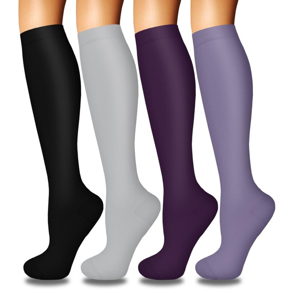 Iseasoo 4 Pairs Compression Socks for Women Circulation-Best Support for