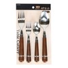 Pearl Metal B-5556 Cutlery, Set of 4, Woodgrain Round, Plastic Pattern