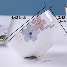 5 Pack Porcelain Bowls With Cherry Blossom Pattern, 4.63" x 2.45" Ceramic Bowls Rice Pasta Soup Ramen Bowls for Kitchen Restaurant Serving Bowls, Oatmeal Salad Bowls, Dishwasher Safe & Microwave Safe