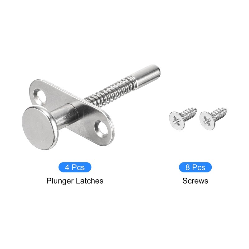 sourcing map Plunger Latches, 6.5x65mm/0.26x2.56inch Steel Spring-Loaded Bolt Plunger Latch