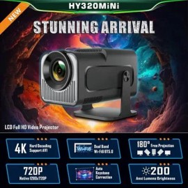 US Local Stock HY320 Mini Portable Android Projector with Wifi Smart Mirror Screen Maximum Resolution Mini Portable TV Projectorcolor: Black, plug: US