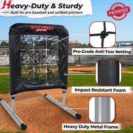 Heavy-Duty 9 Hole Pro Style Baseball & Softball Pitching Net with Strike Zone Target - Adjustable Portable Design for Training, Includes Carry Bag, 4 Stakes & 2 Sandbags