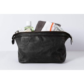 HOLZRICHTER Berlin Toiletry Bag (M) - Premium Leather Toiletry Bag, black anthracite, Toiletry bag