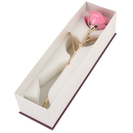 24K Gold Rose Dipped Golden Leaves Girlfriend Wife Valentine's Day Gift Wedding Decor Pink