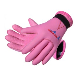 EXCEREY Children's Kids 3MM Surf Snorkeling Gloves Swimming Gloves Neoprene Skid-Proof Wetsuit Diving Gloves(Pink, L)