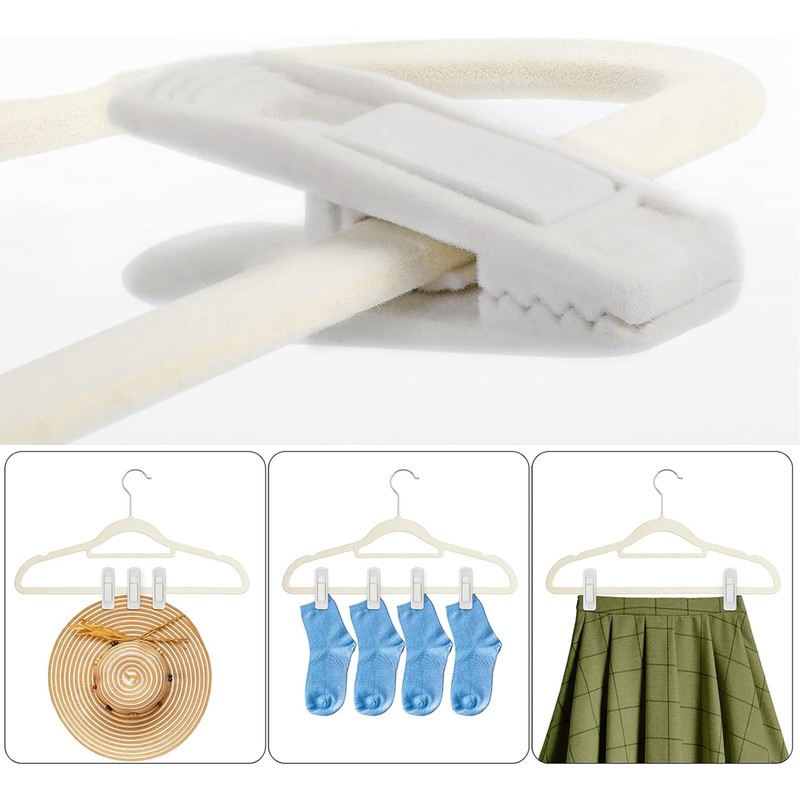 Zalizr 20 Pcs Velvet Hanger Clips, Strong Flocked Finger Clips