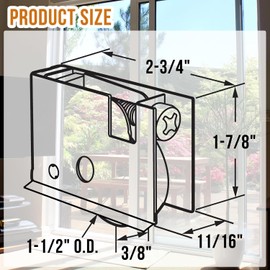Mieekor Sliding Patio Door Rollers Assembly Replacement for Pella Doors (2 Pack, 1-1/2" Steel Ball Bearing)