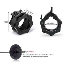 Hsthe Sea Sports Barbell Lock Collars, Olympia Quick Release, 50 mm, for Long Bars, Short Bars, Barbell Collars, Clamp Collars, Quick and Safe Barbell Locks,1Pair, black