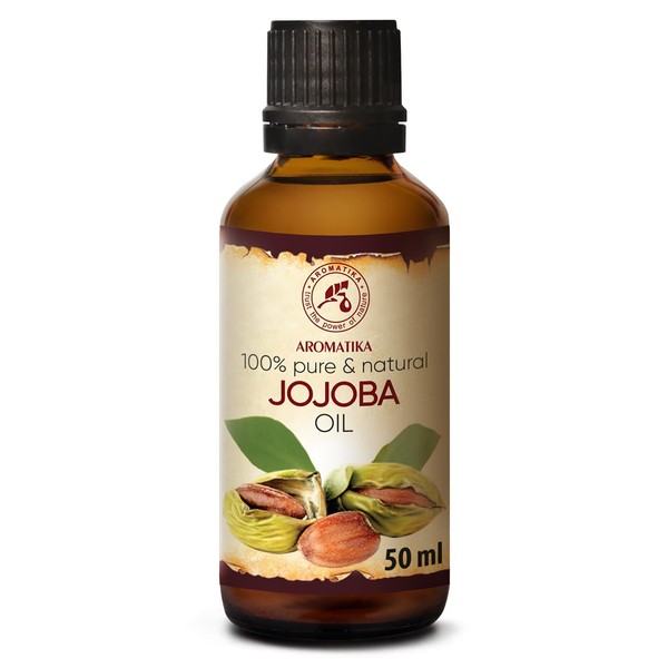 Pure Jojoba Oil 50ml - 100% Natural Golden Jojoba Oil 1,7 oz - Glass - Jojoba - Best Benefits for Skin - Hair - Face - Body - Excellent with Essential Oil for Beauty - Aromatherapy - Massage
