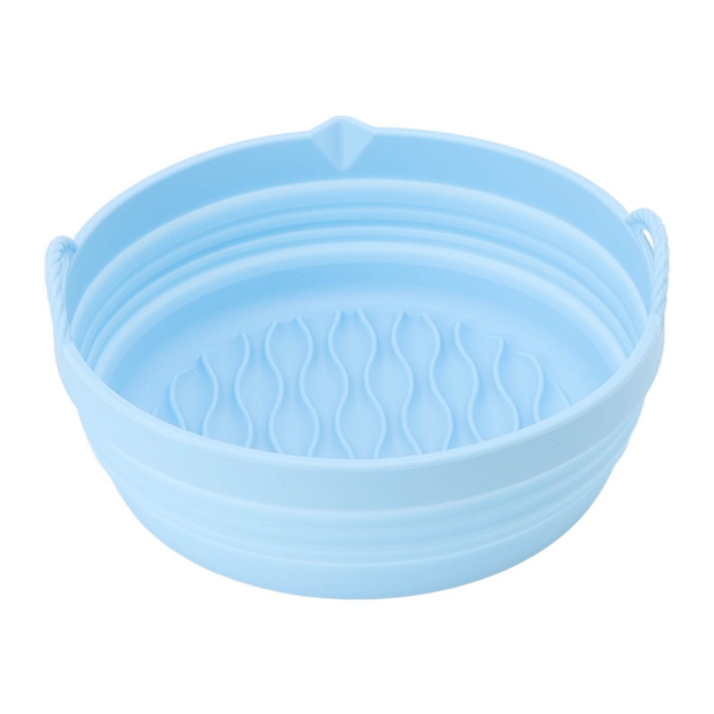 Silicone Air Cooker Pot Round Folded Blue Fryer Liner Tray