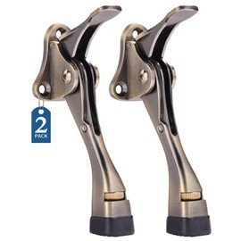 Gotega Door Stopper, 1/2/4 Packs Kickdown Door Stop with One Touch Adjustable Height and Rubber Tip, Door Stops (4 inch x 2 Pack, Antique Bronze)