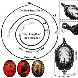 Fscwlmon 8 Pcs Gothic Necklace Goth Jewelry Vintage Blood Bat Raven Cameo Glass Cabochon Pendant Choker Mystic Witch Accessories Gift For Women Gothic Choker A
