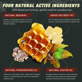 Beef Tallow Face Cream with Frankincense and Castor oil 4.2 fl.oz, 100% Grass-Fed Tallow for Skin Care, Face & Body Moisturizer for Skin Hydrating & Nourishing, Sensitive Skin & Dry Skin Age Defying