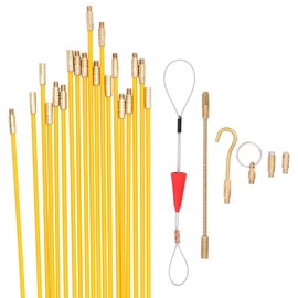 Jeemiter 24 FT Fiberglass Running Electrical Wire Cable Glow Rods Wire Pulling, Fish Rods Electrical Kit with 6 Different Attachments and Fish Tape Wire Puller Kit