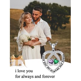 Zoeniya I Love You for Always and Forever Heart Amethyst Emerald Jewelry February May Birthstone Necklace Valentine Mothers Day Christmas Birthday Gifts for Women Her Girlfriend