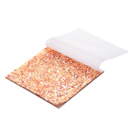 MECCANIXITY 50 Pcs Gold Leaf Sheets 5.5" x 5.5" Imitation Gold Foil Sheets Variegated Booklet with Pattern for Crafts,Picture Frames,Nails and DIY Arts Decoration,Copper Gypsophila