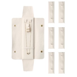 CASEGRACE 6 Pcs Velvet Travel Jewelry Roll Bag Organizer for Necklaces, Rings, Earrings, Retaining Buckle, Anti-tangle, Everyday Storage Bag (white)