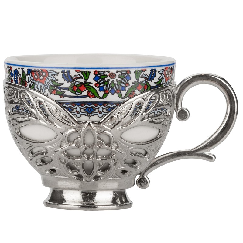 Alisveristime Turkish Coffee Set for Six, 6 Topkapi Design Porcelain