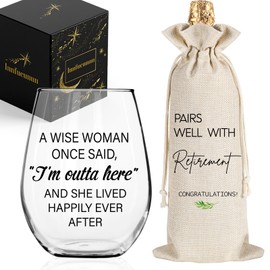 Innfueunun Funny Retirement Wine Glass Gifts for Women