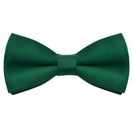 Bskifnn Kids Bow Ties Solid Color Satin Bow Tie for Child Boys Toddlers Wedding Party Dress up (Dark green, kids)