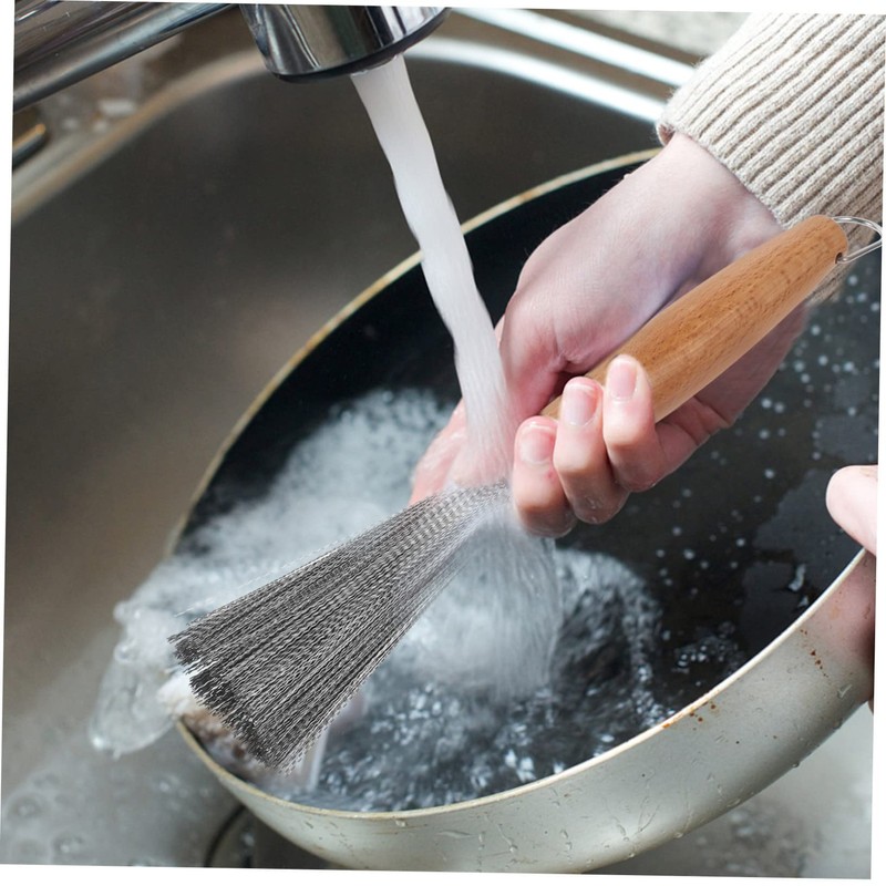 BESPORTBLE 2pcs Stainless Steel Cleaning Brush Handle for Pots Pans