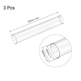 sourcing map Plastic Pipe Rigid Polycarbonate Round Tube Clear 1"(26mm) ID 1.1"(28mm) OD 9.6" (245mm) High Impact for Lighting, Models, Water Plumbing, Pack of 3