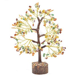 YATHABI Mix Chakra Fortune Natural Tree Reiki Healing Crystal Peaceful Gemstone Tree Prosperity Feng Shui Money Bonsai Gems Home DÃ©cor Wealth & Luck Golden Wire Spiritual Gift Trees (Size 10-12 Inch)