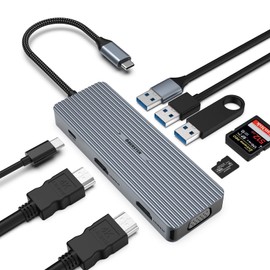 HOPDAY USB C Hub, 6 in 1 USB C Adapter for MacBook Air/Pro, Dual Display 159K HDMI Docking Station