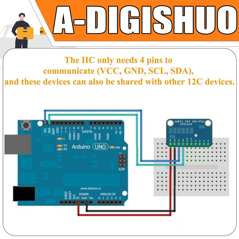 A-DIGISHUO 2Pcs ADS1115 16 Bit 16 Byte 4 Channel I2C