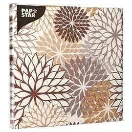 Floralies Serviettes 3-Ply 1/4-Fold 40 cm x 40 cm Taupe Flowers Pack of 20