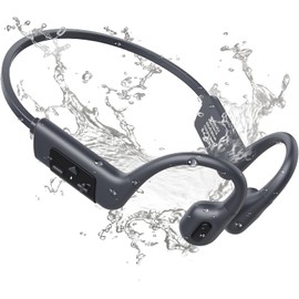MONODEAL Swimming Headphones, IP68 Bone Sound Headphones, Bluetooth 5.3 Sports Bone Conduction, Wireless Swimming, Built-in 32 GB MP3 Player Memory, Open Ear Headphones for Swimming