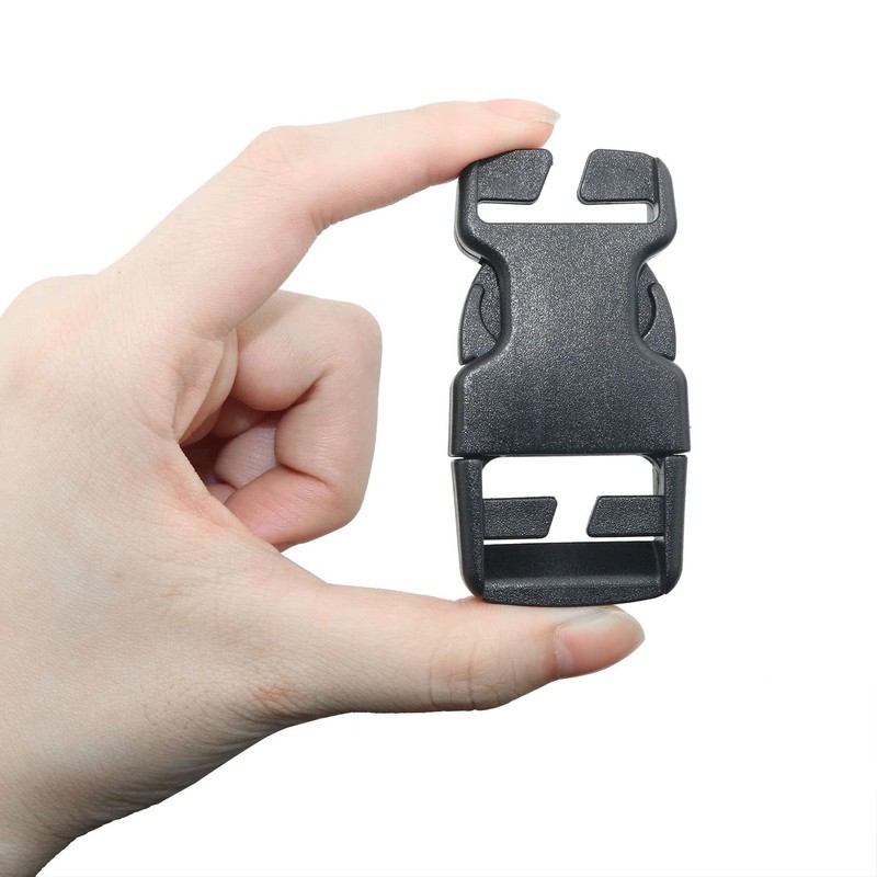 LUORNG No Sewing Required Buckle 6PCS 25mm Multi-Size Black Plastic