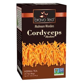 Bravo Tea Cordyceps Mushroom Herbal Tea, Caffeine Free 20 Tea Bags