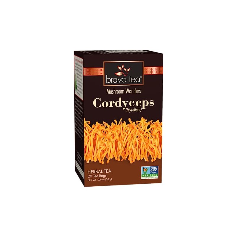 Bravo Tea Cordyceps Mushroom Herbal Tea, Caffeine Free 20 Tea